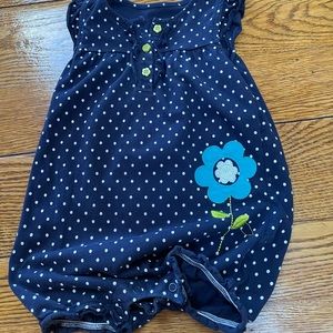Carters blue polka dot bubble suit.  Comfy cotton fabric. Size 24 months.